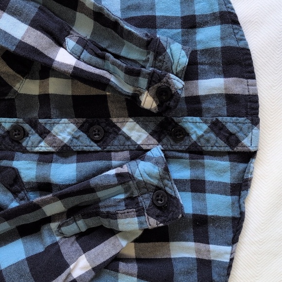 toughskins blue plaid cotton flannel button down shirt 18 months baby boy - Picture 4 of 5
